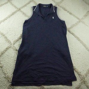 Polo by Ralph Lauren T-Shirt Dress Womens Large Blue V-Neck Pockets